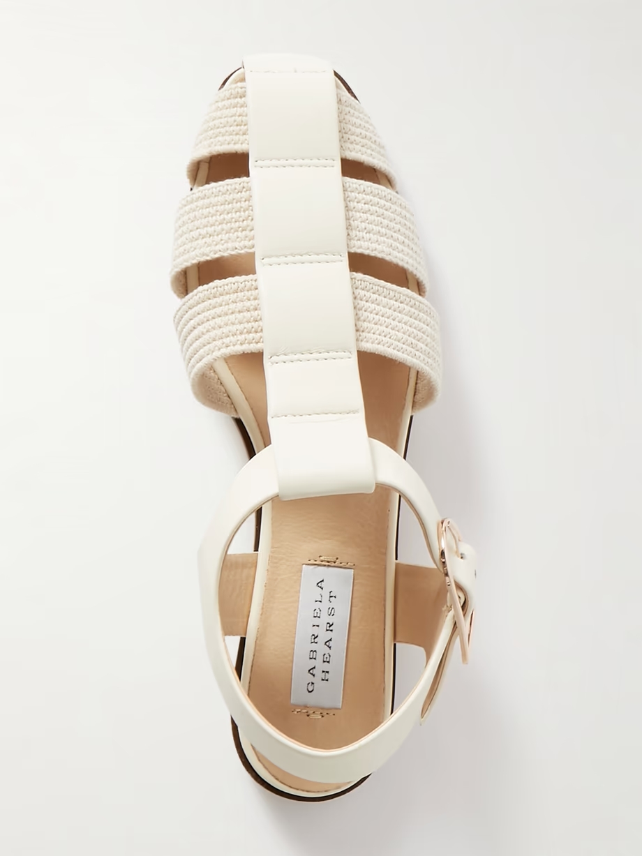 Calla striped crochet-knit and leather sandals