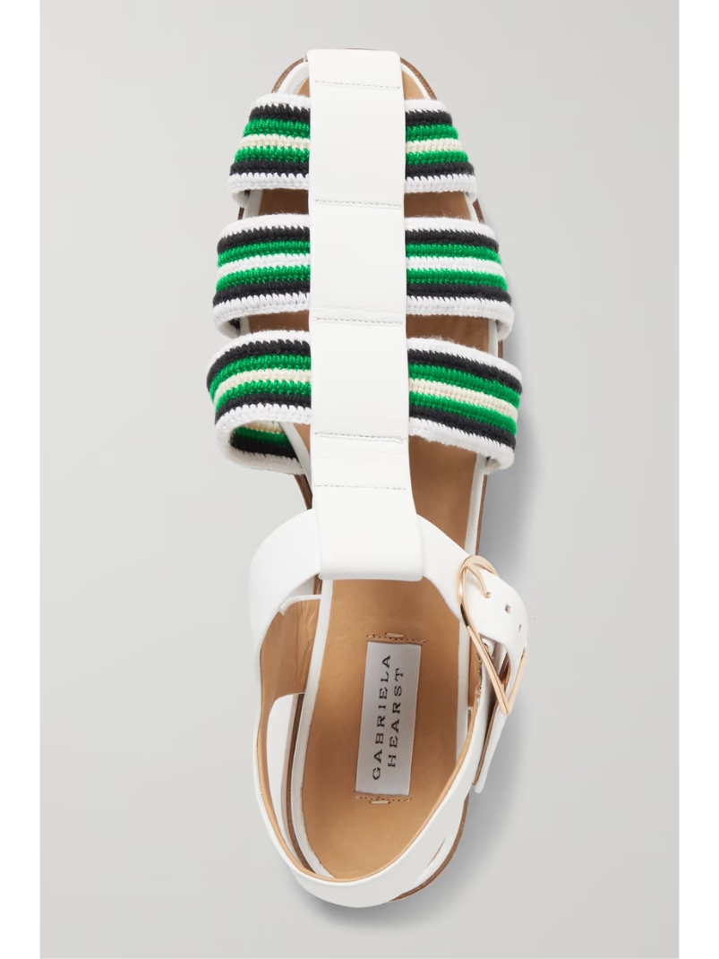 Calla striped crochet-knit and leather sandals