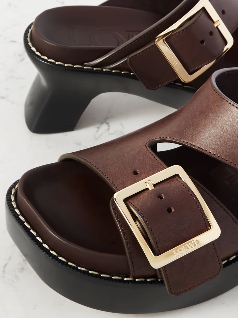 Ease buckled leather mules