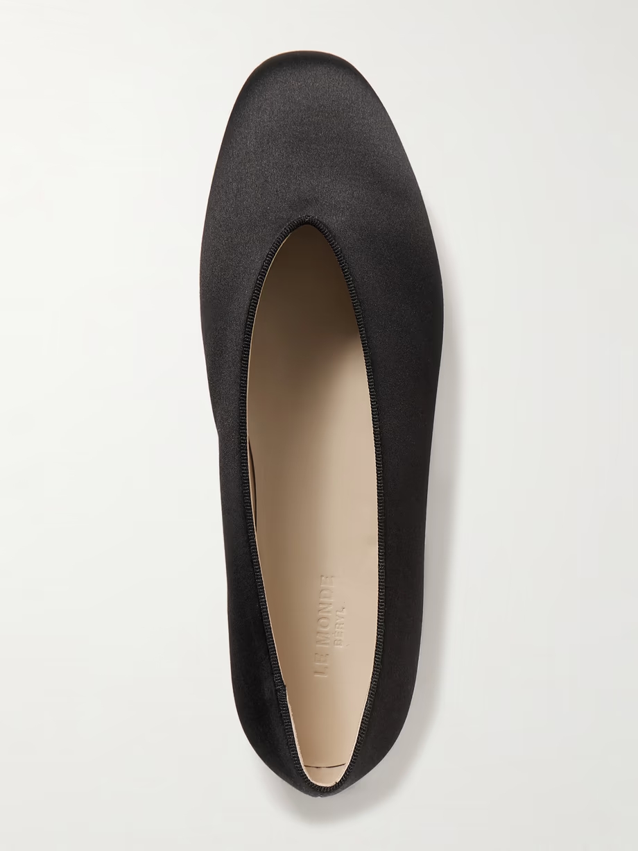 Regency grosgrain-trimmed satin ballet flats