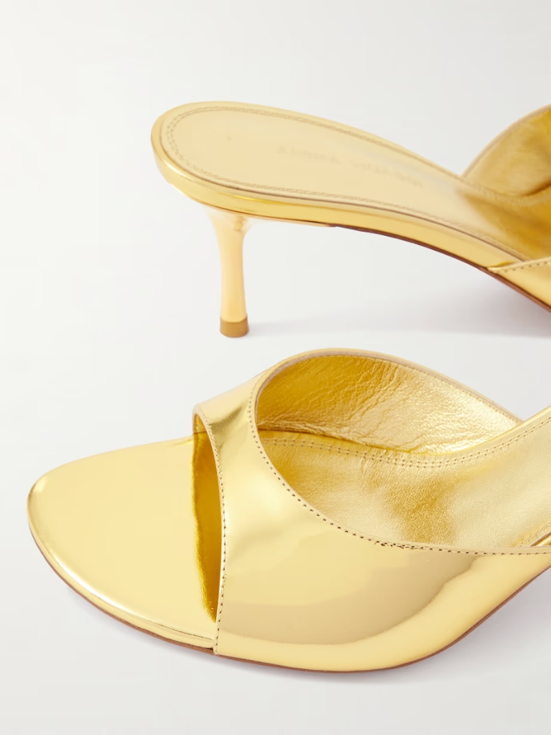 Jeanne mirrored-leather mules