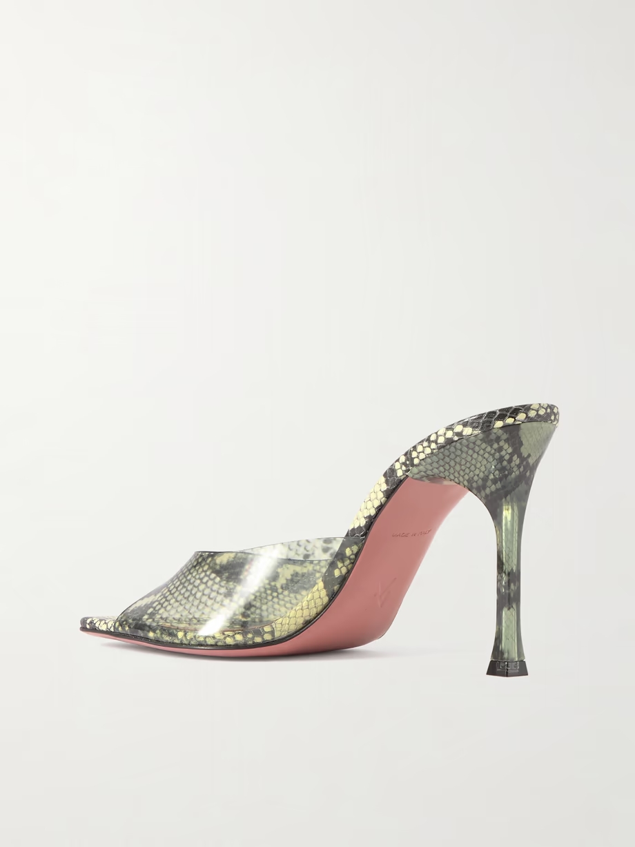 Alexa snake-print PVC mules