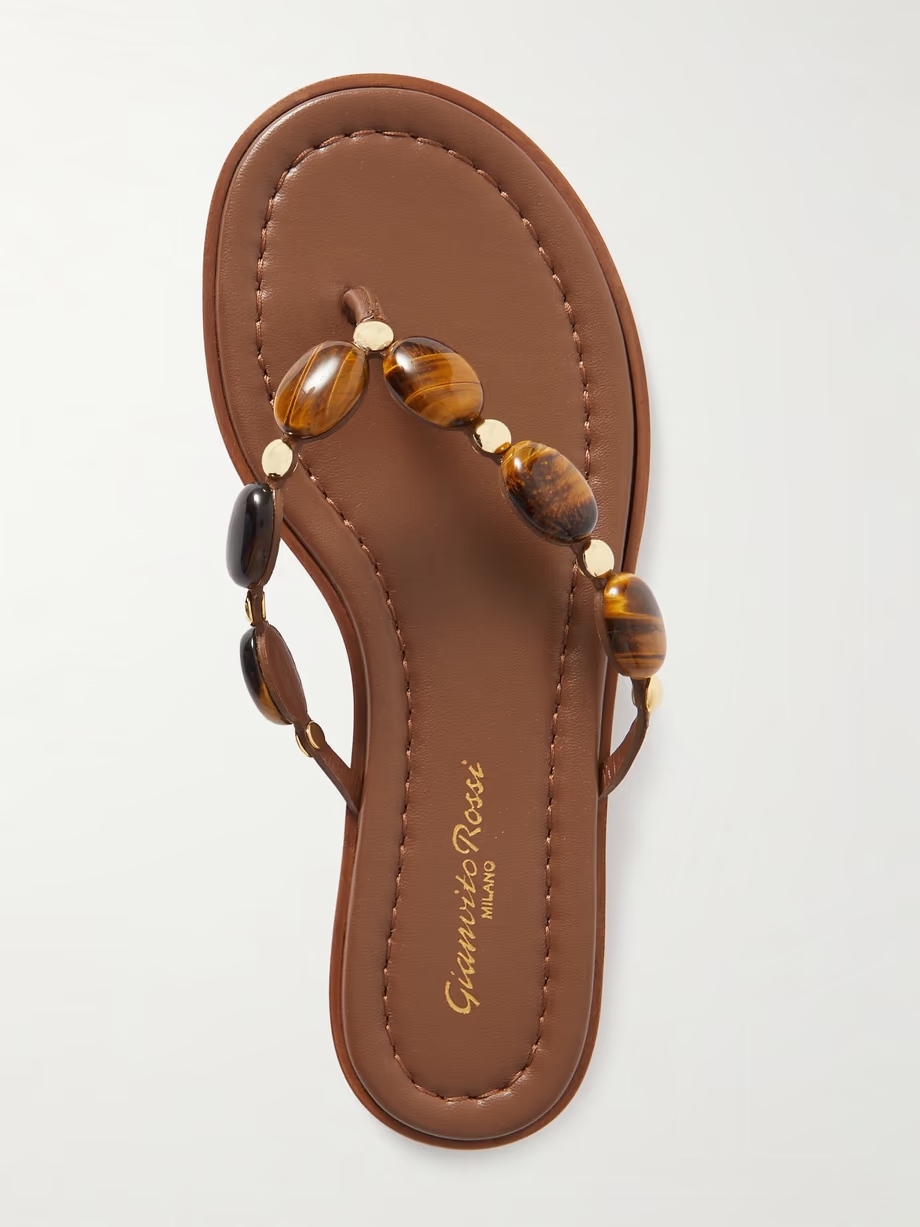 Shanti embellished leather thong sandals