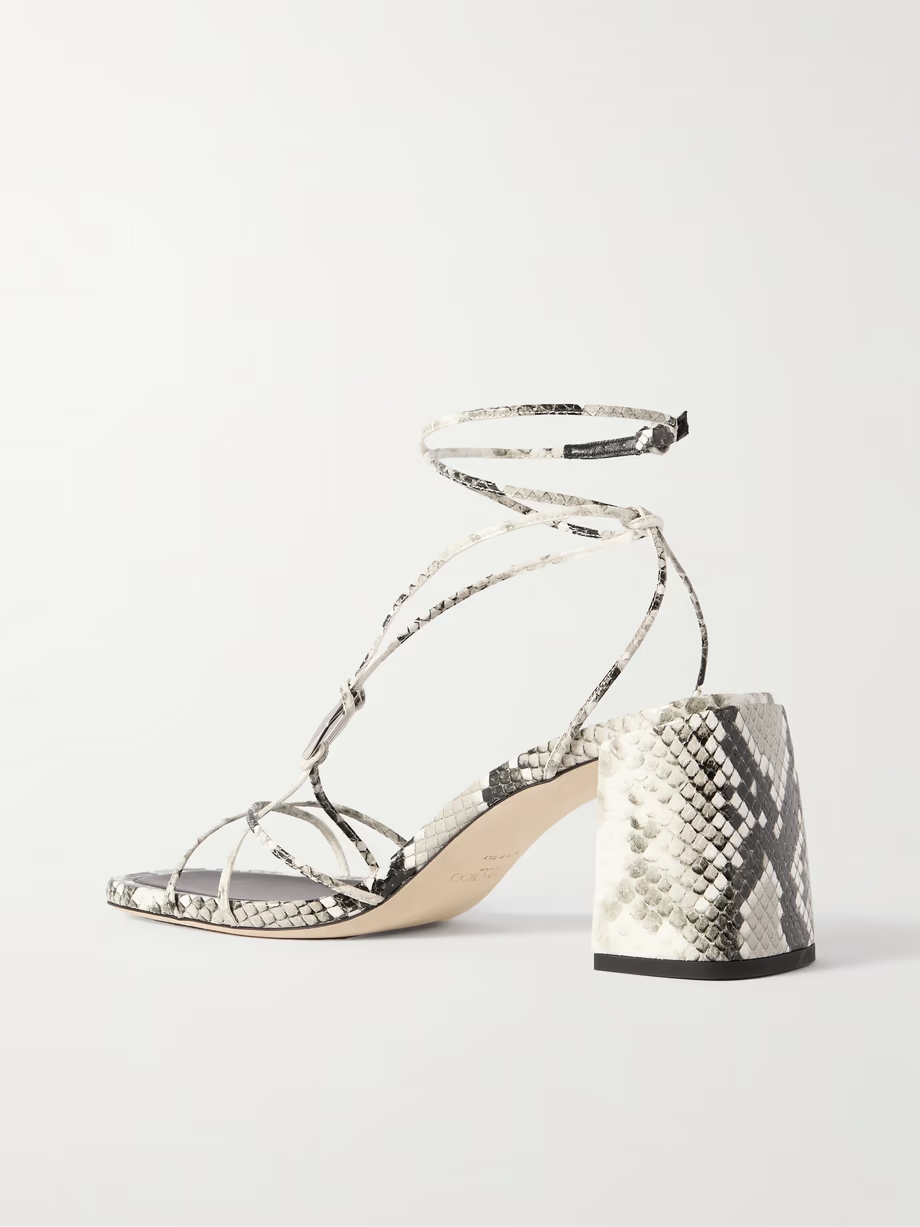 Onyxia 70 embellished snake-effect leather sandals