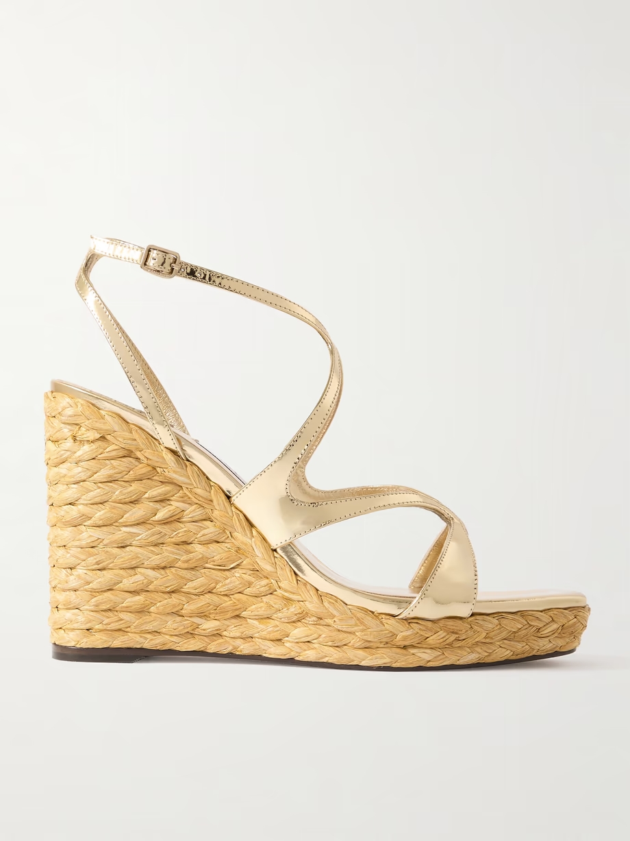 Ayla 110 metallic leather espadrille wedge sandals