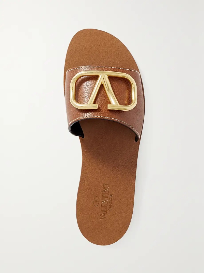 Valentino Garavani VLOGO textured-leather slides