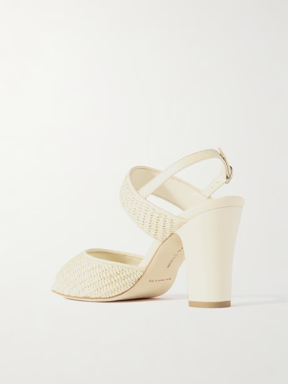 Khiko 90 leather-trimmed raffia sandals