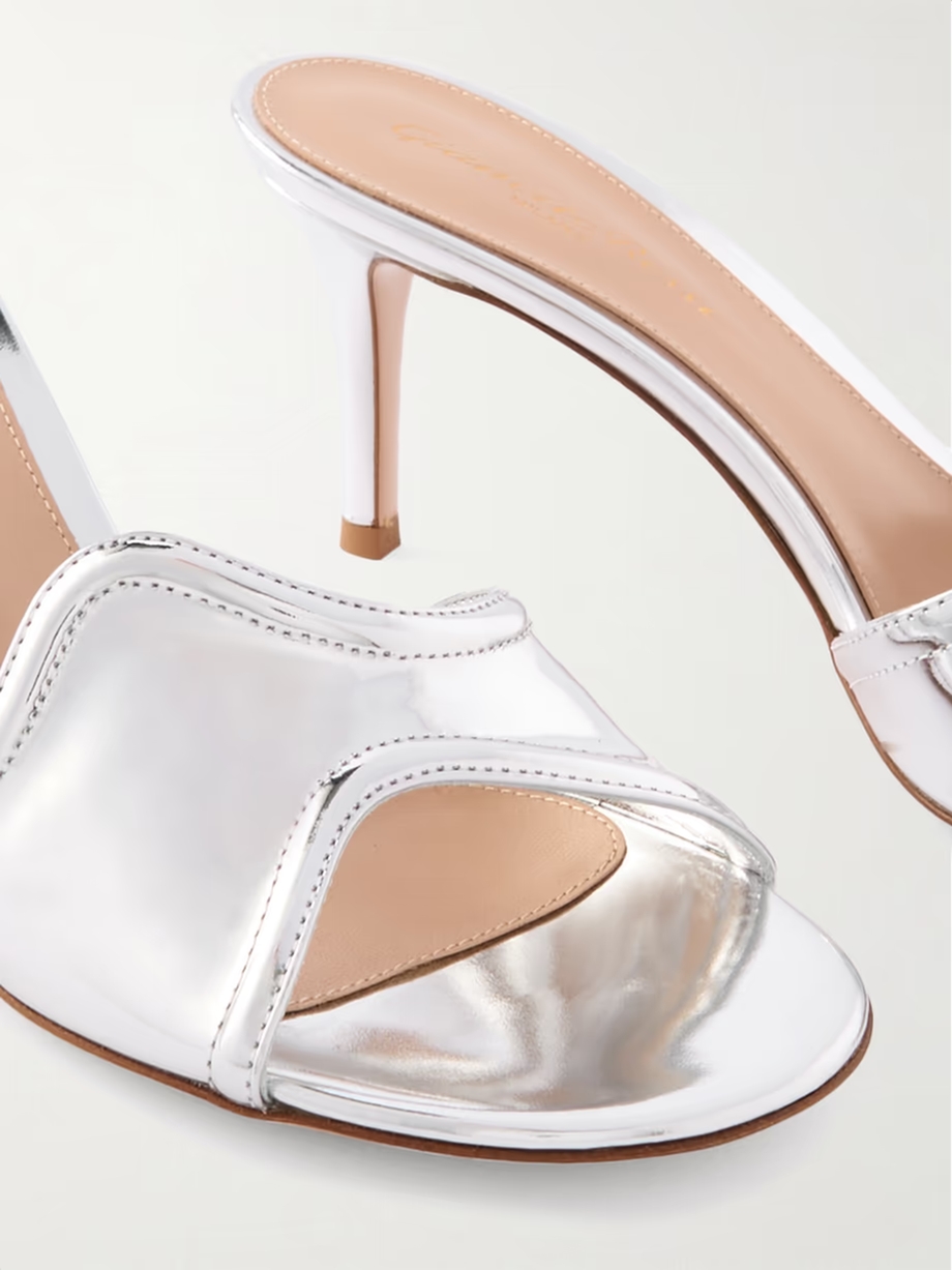 Lucrezia 70 mirrored-leather mules