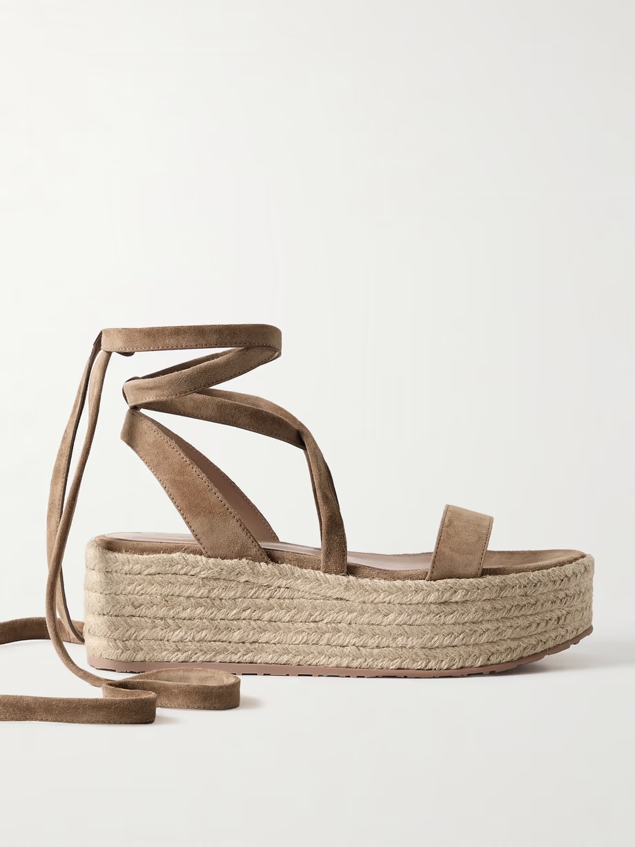 40 suede and raffia platform espadrilles