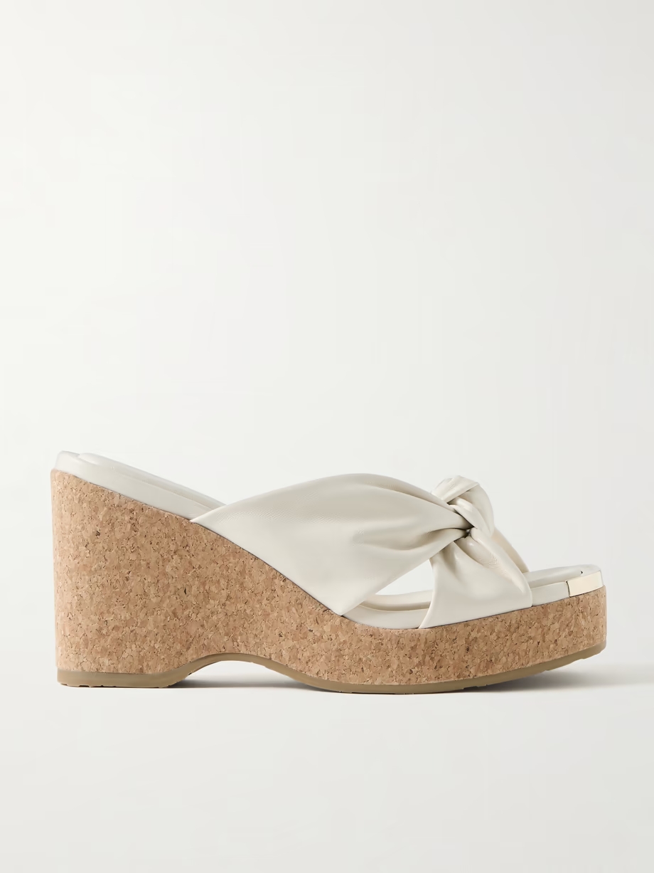 Avenue 110 knotted leather platform wedge mules