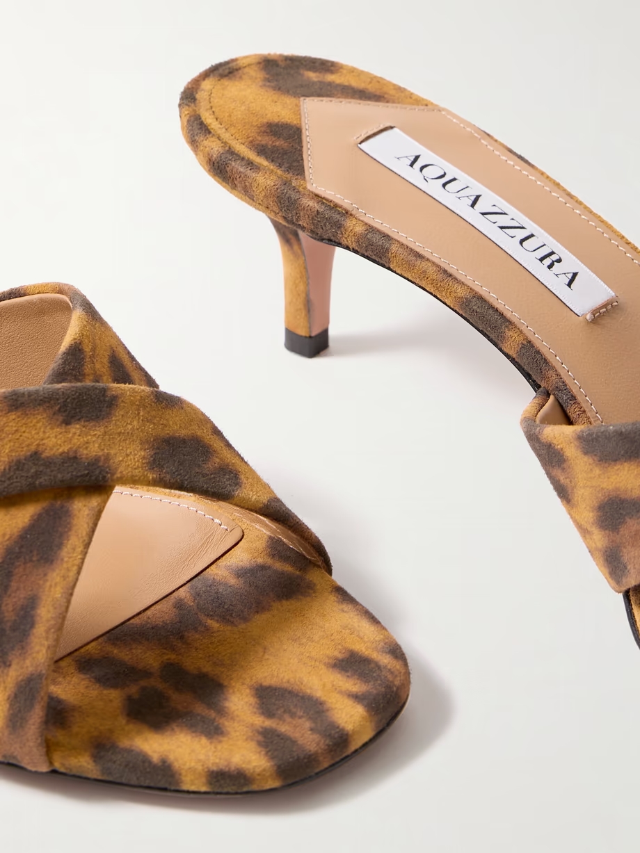 Divine 50 leopard-print suede mules