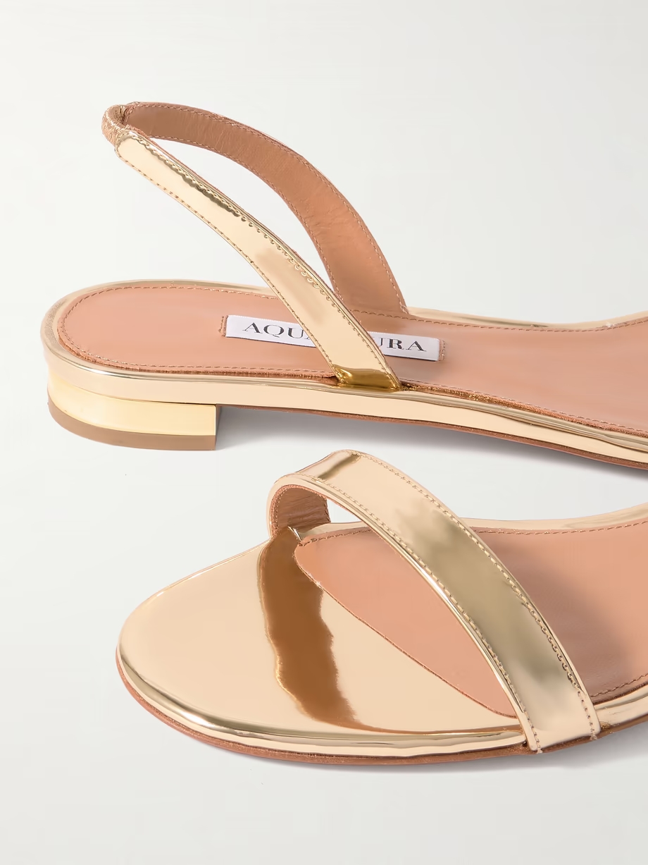 So Nude mirrored-leather slingback sandals