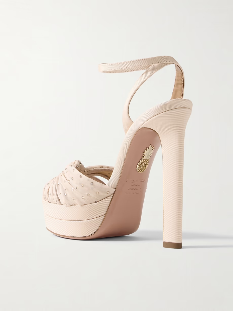 Slow Kisses 130 crystal-embellished chiffon-trimmed grosgrain platform sandals