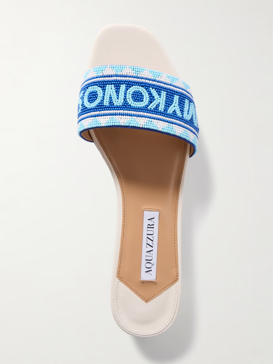 Mykonos beaded leather slides