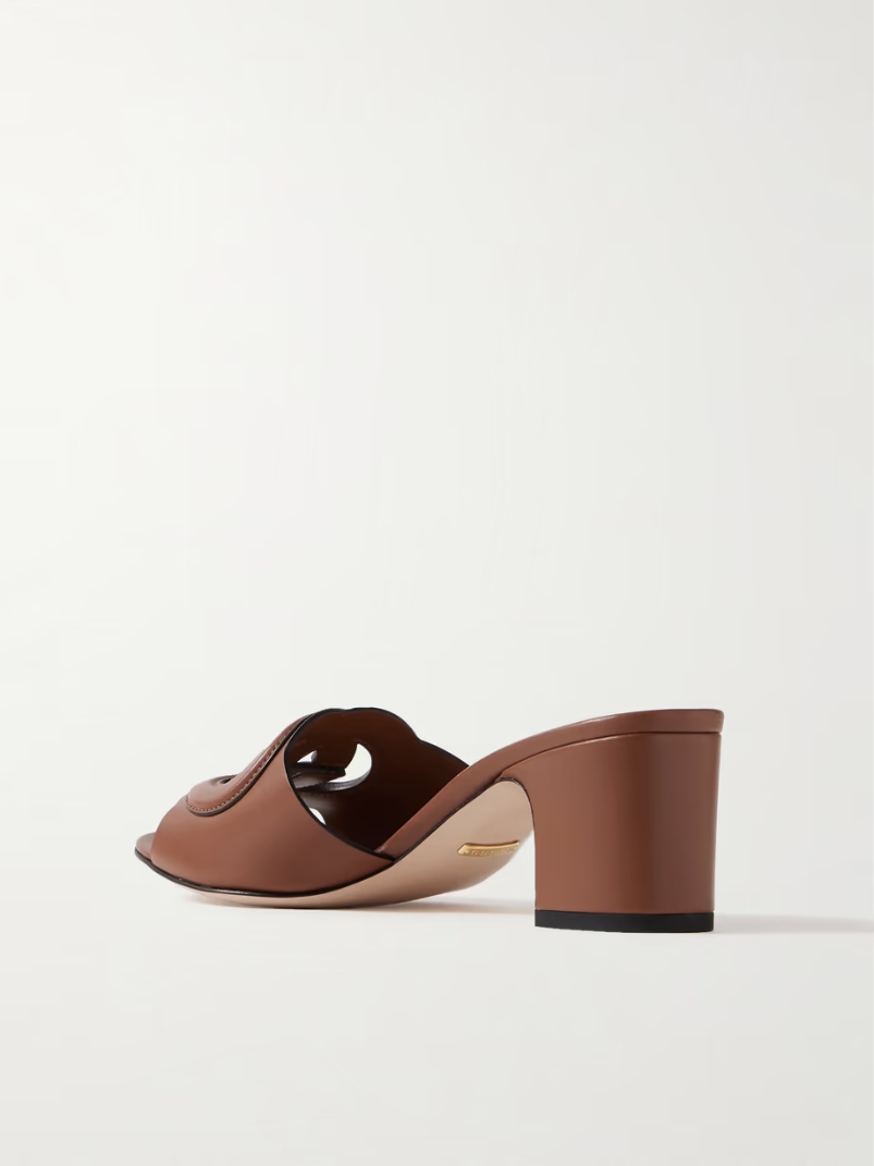 Cutout leather mules