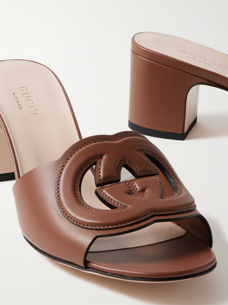 Cutout leather mules