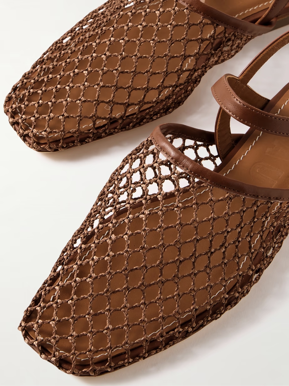 Rete crocheted and leather sandals