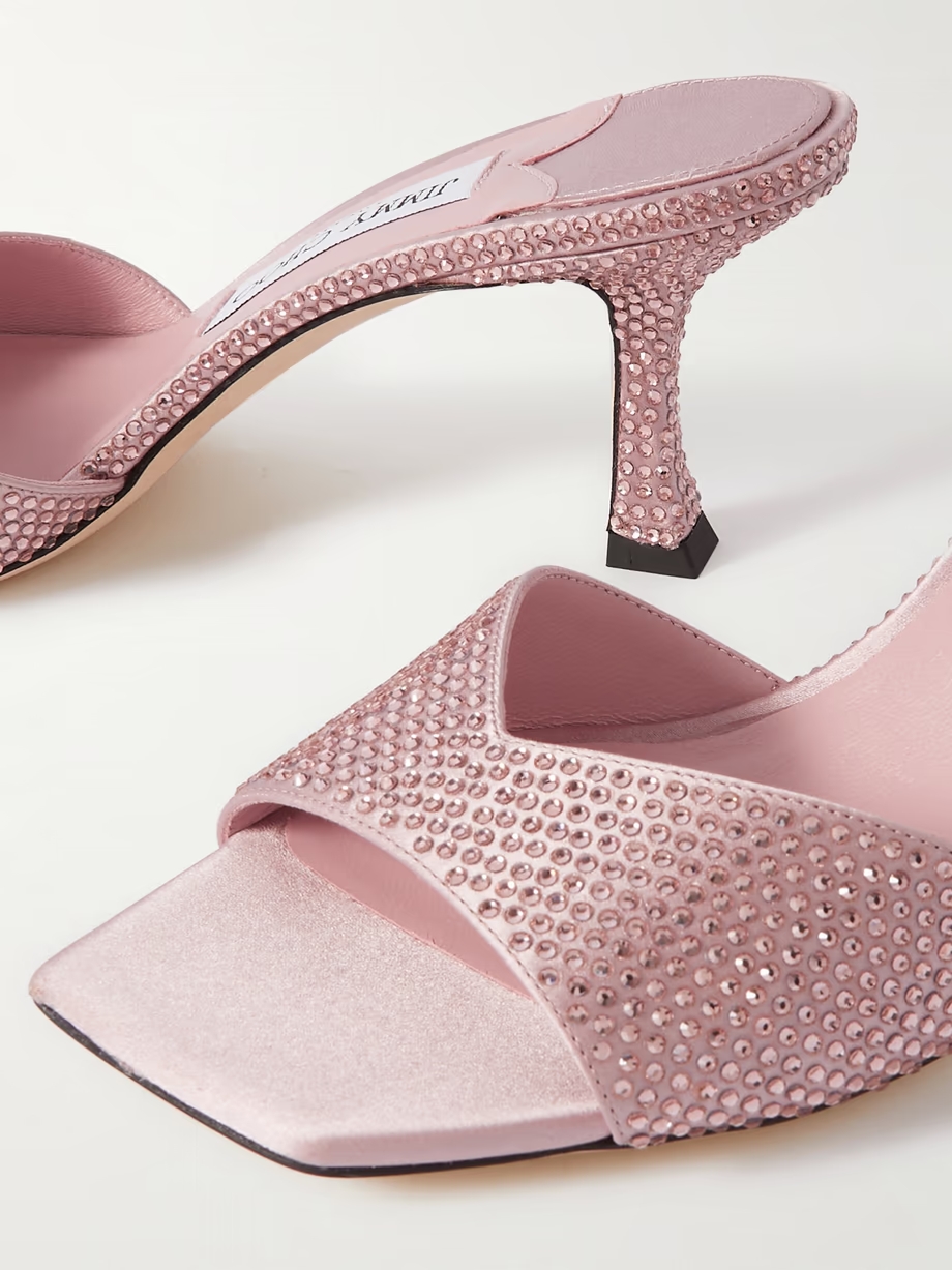 Skye 70 crystal-embellished satin mules