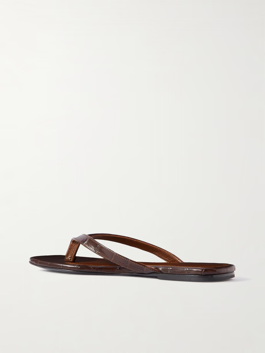 The Flip-Flop Flat croc-effect leather flip flops