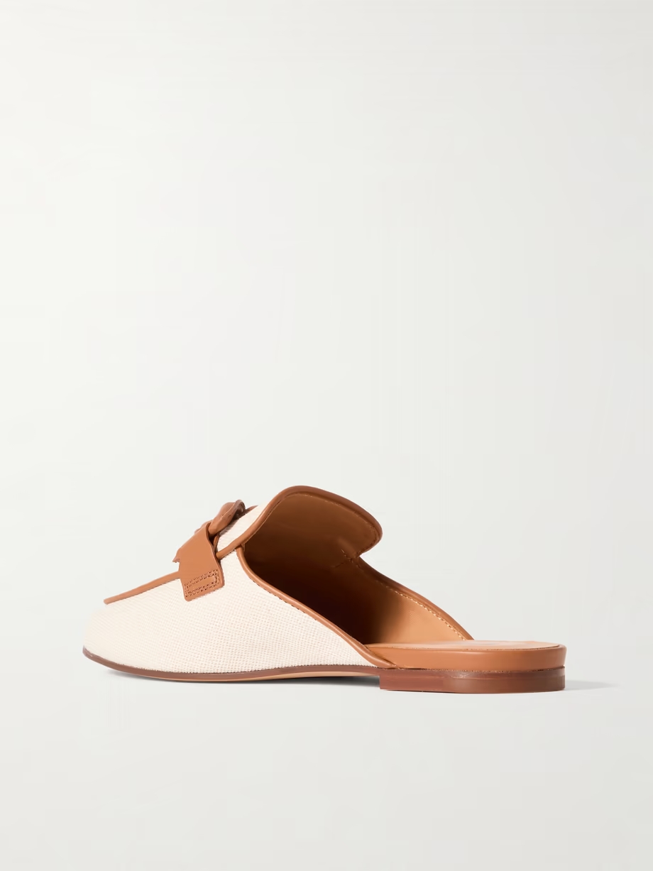 Sabot leather-trimmed canvas slippers