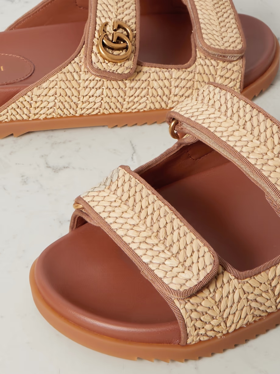 Moritz grosgrain-trimmed raffia sandals