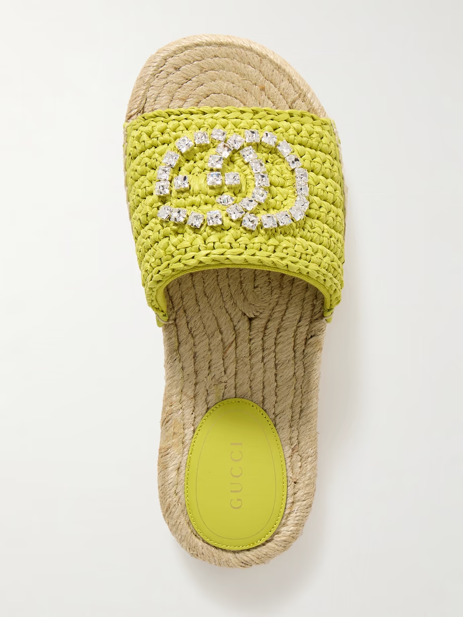 Cora crystal-embellished raffia espadrille sandals