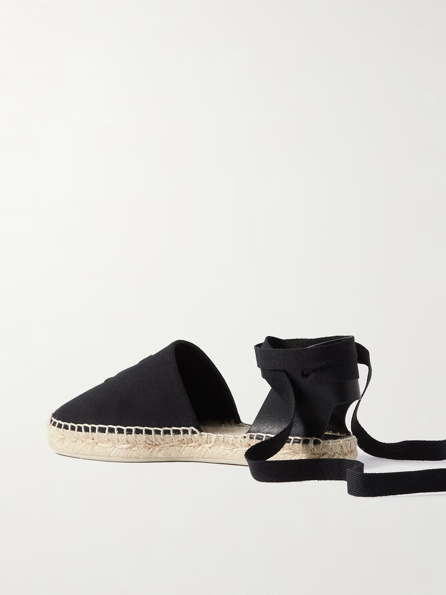 Nanou Lace leather-trimmed canvas espadrilles