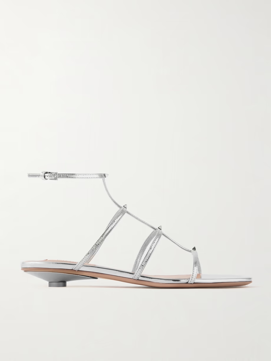 Rockstud Wispy 20 embellished mirrored-leather sandals