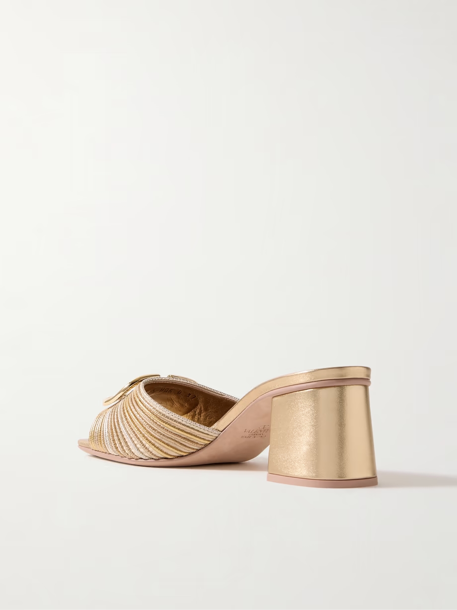 VLOGO 60 embellished metallic leather mules