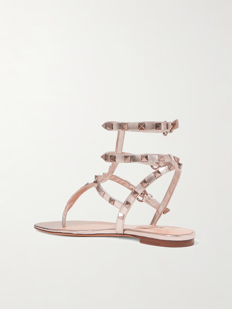 Rockstud metallic leather sandals