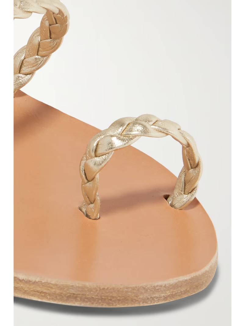 Eleftheria braided metallic leather sandals