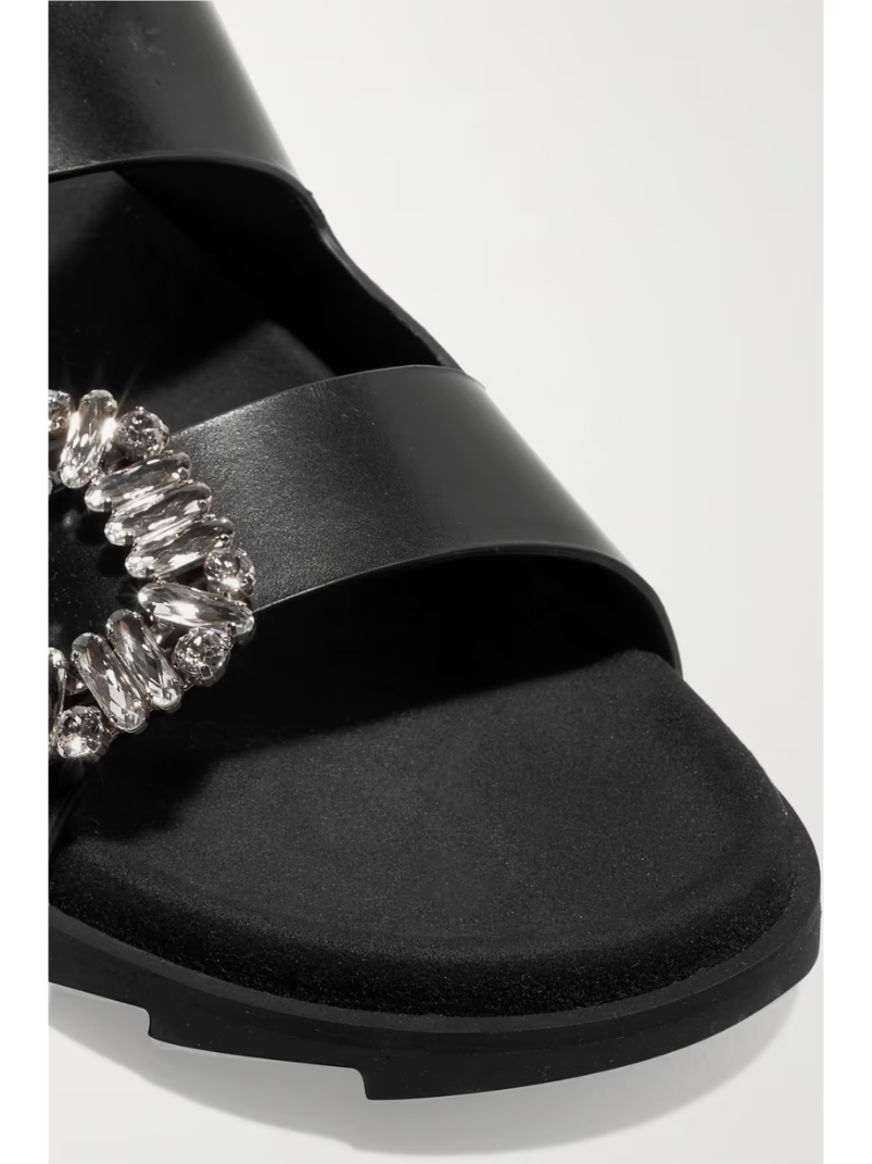 Slidy Viv crystal-embellished leather slides