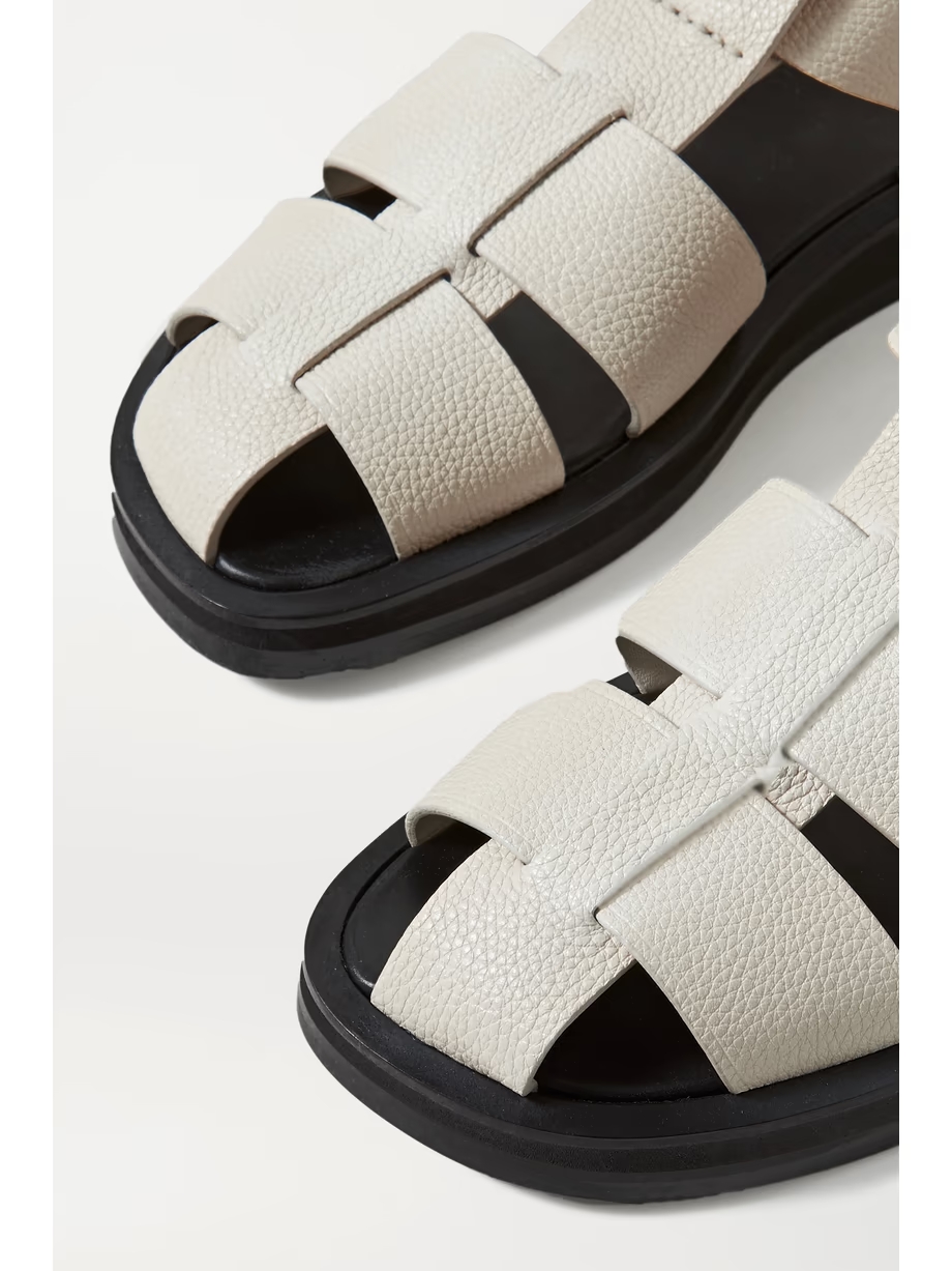 Fisherman woven textured-leather sandals