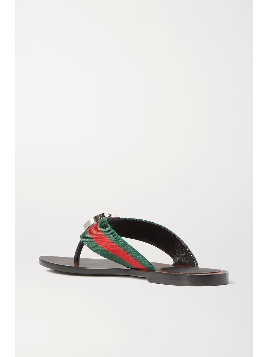 Kika logo-embellished striped canvas and leather sandals