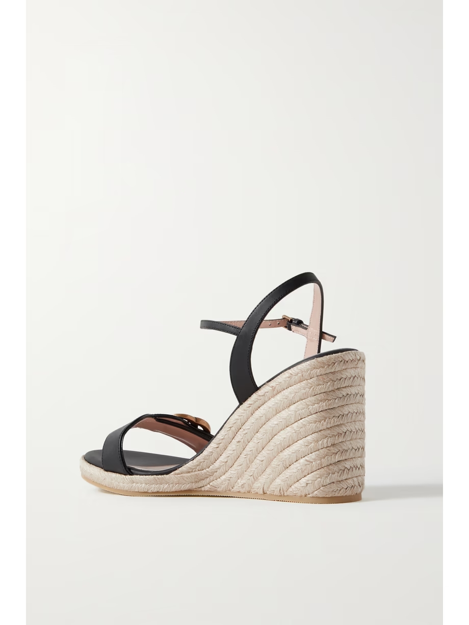 Aitana logo-embellished leather espadrille wedge sandals