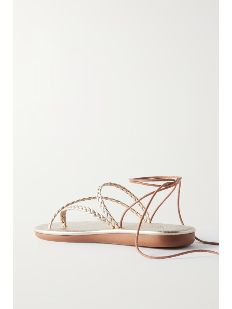 Plage braided metallic leather sandals