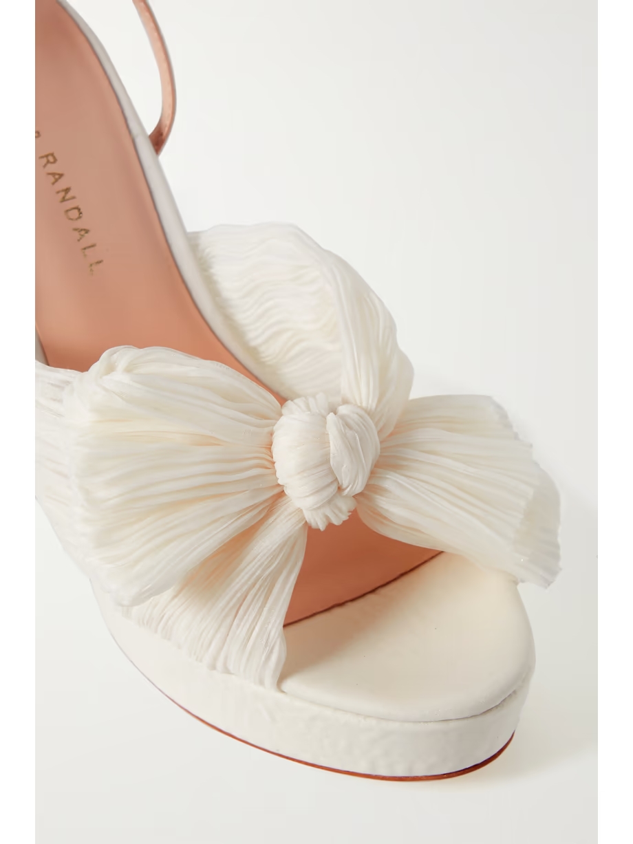 Natalia bow-embellished plissé-organza platform sandals