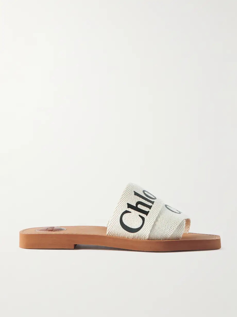 Woody logo-print canvas slides