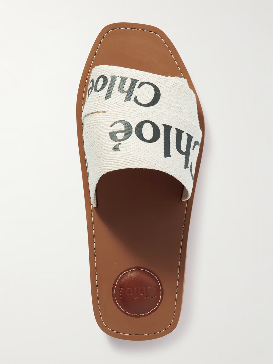 Woody logo-print canvas slides