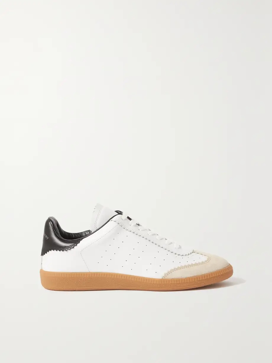 Bryce suede-trimmed perforated leather sneakers