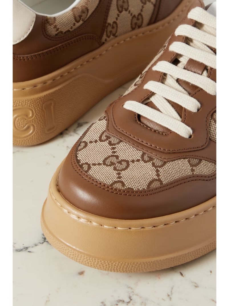 GG leather and canvas sneakers