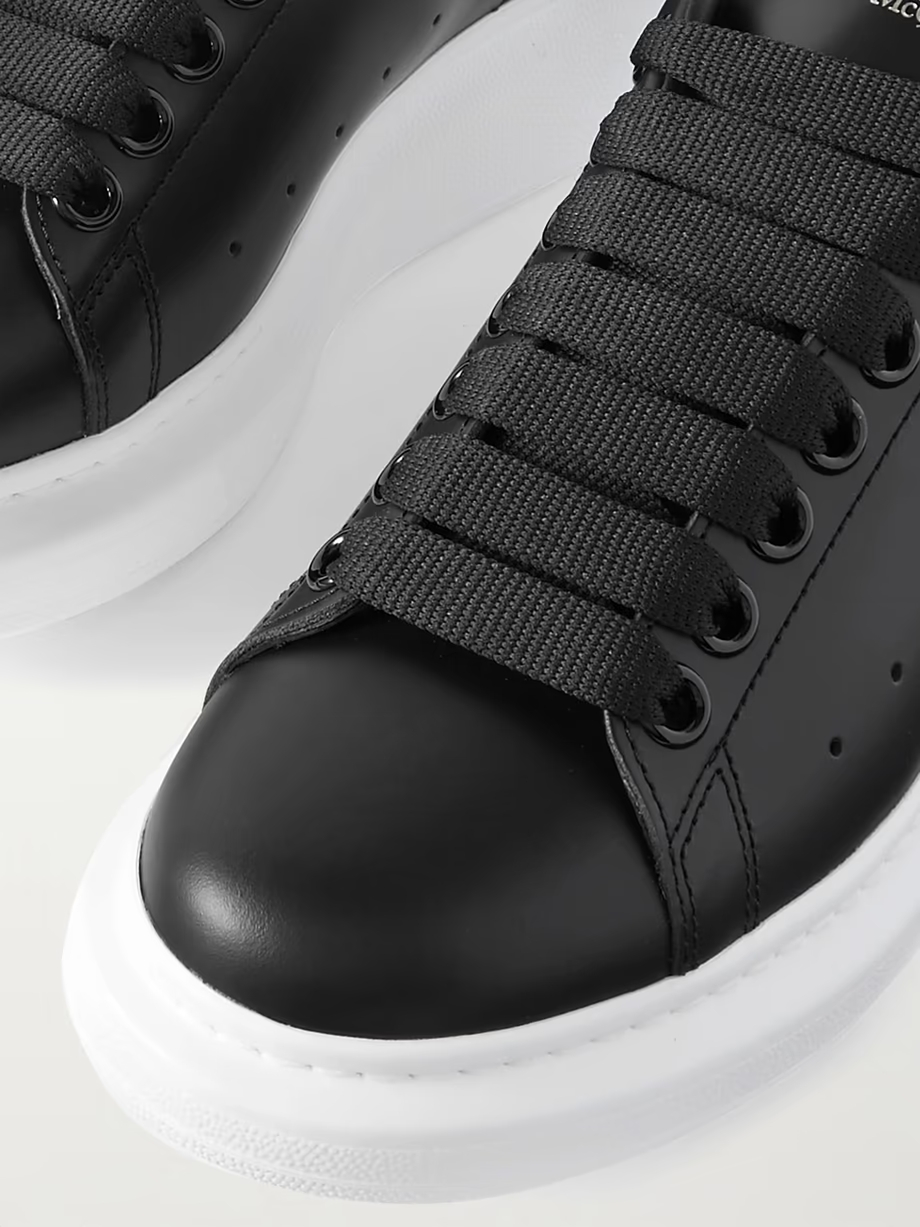 Leather exaggerated-sole sneakers