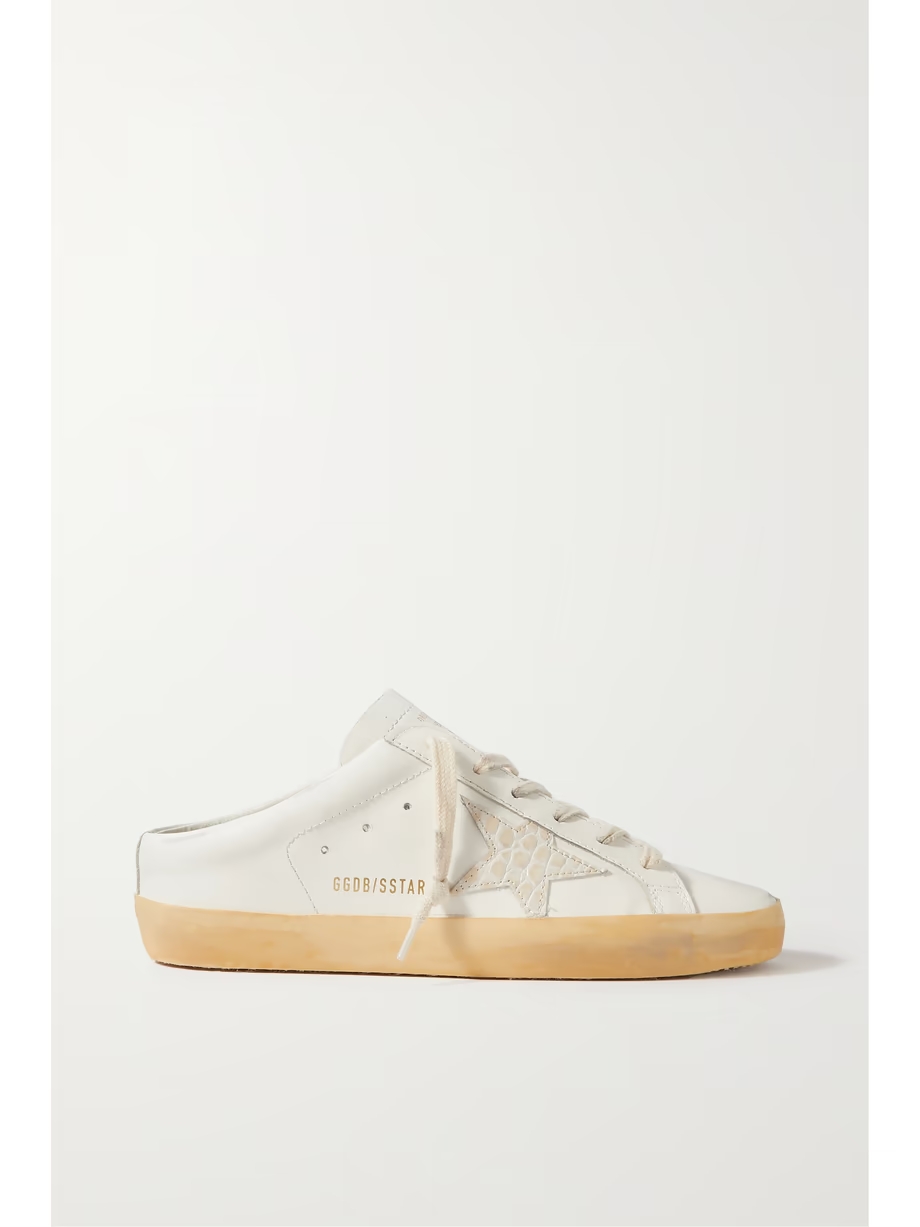 Superstar Sabot distressed leather slip-on sneakers