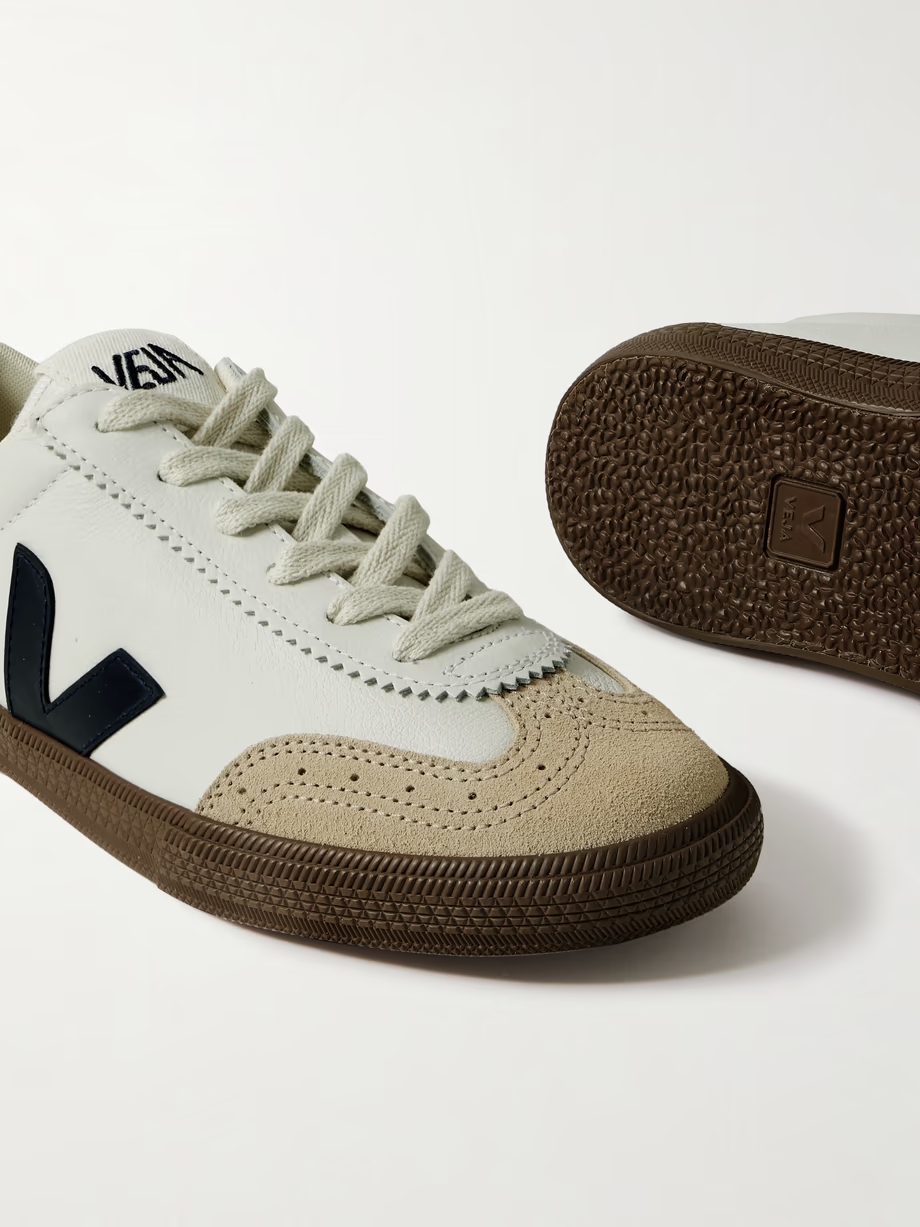 Volley suede-trimmed leather sneakers