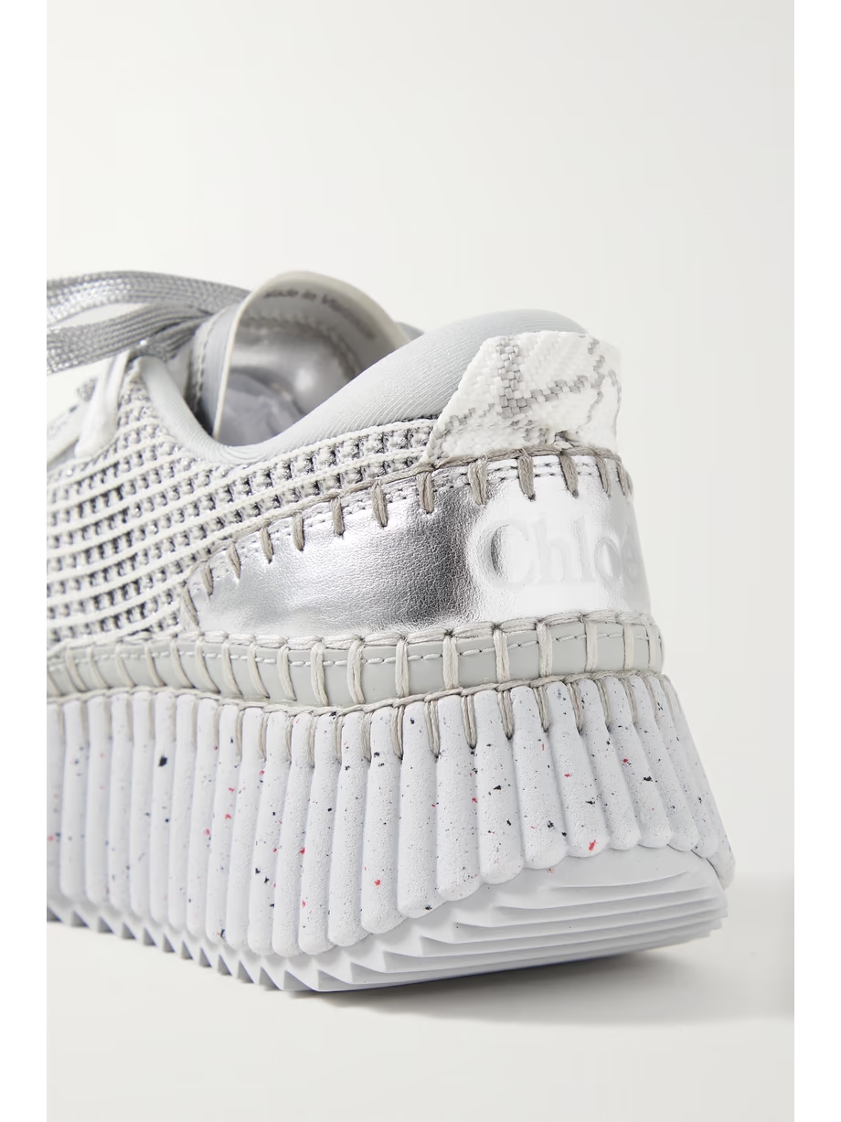 + NET SUSTAIN Nama embroidered leather and recycled-mesh sneakers