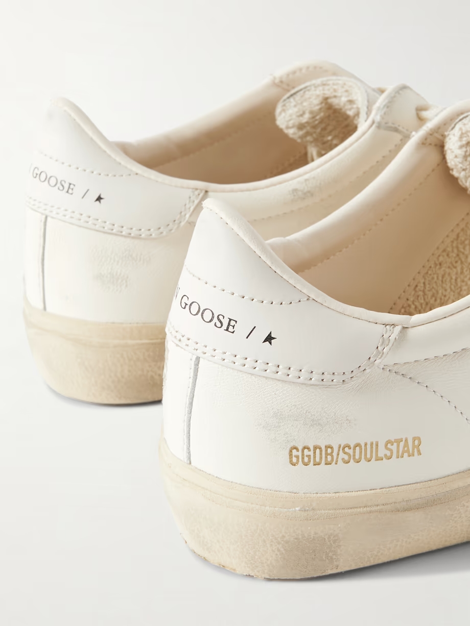 Soul-Star logo-print distressed leather sneakers