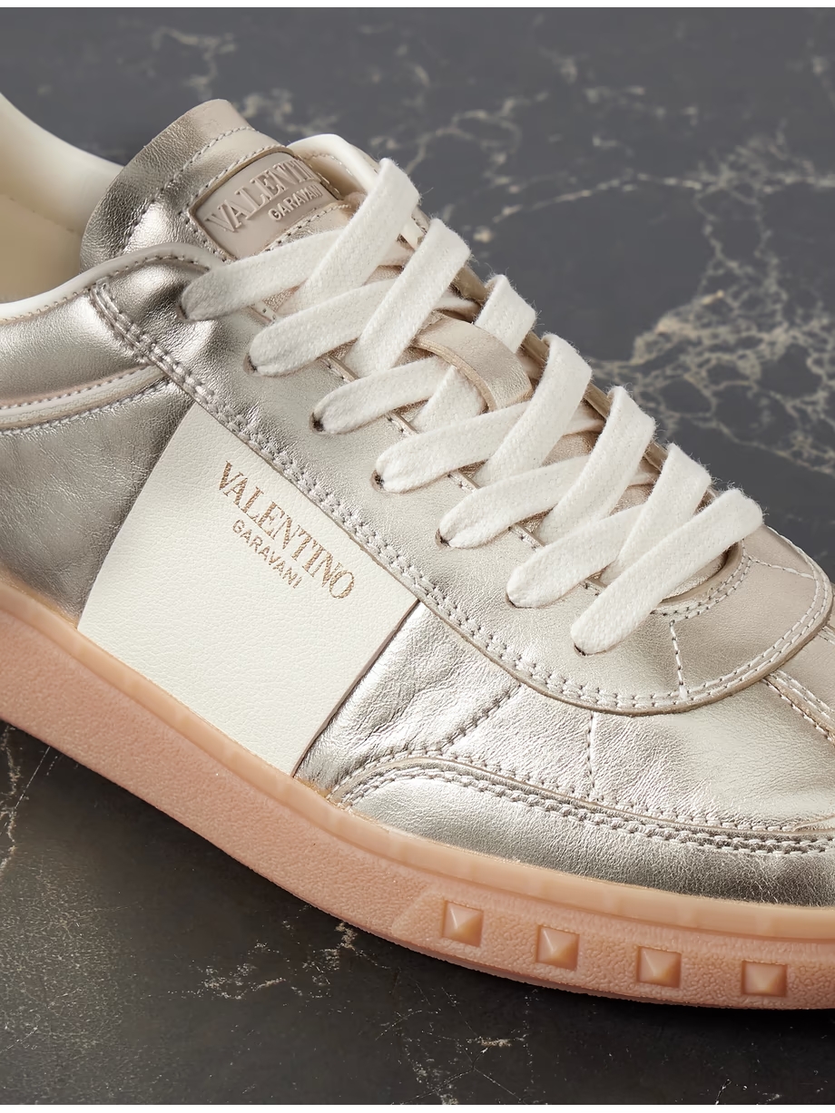 Upvillage two-tone metallic leather sneakers