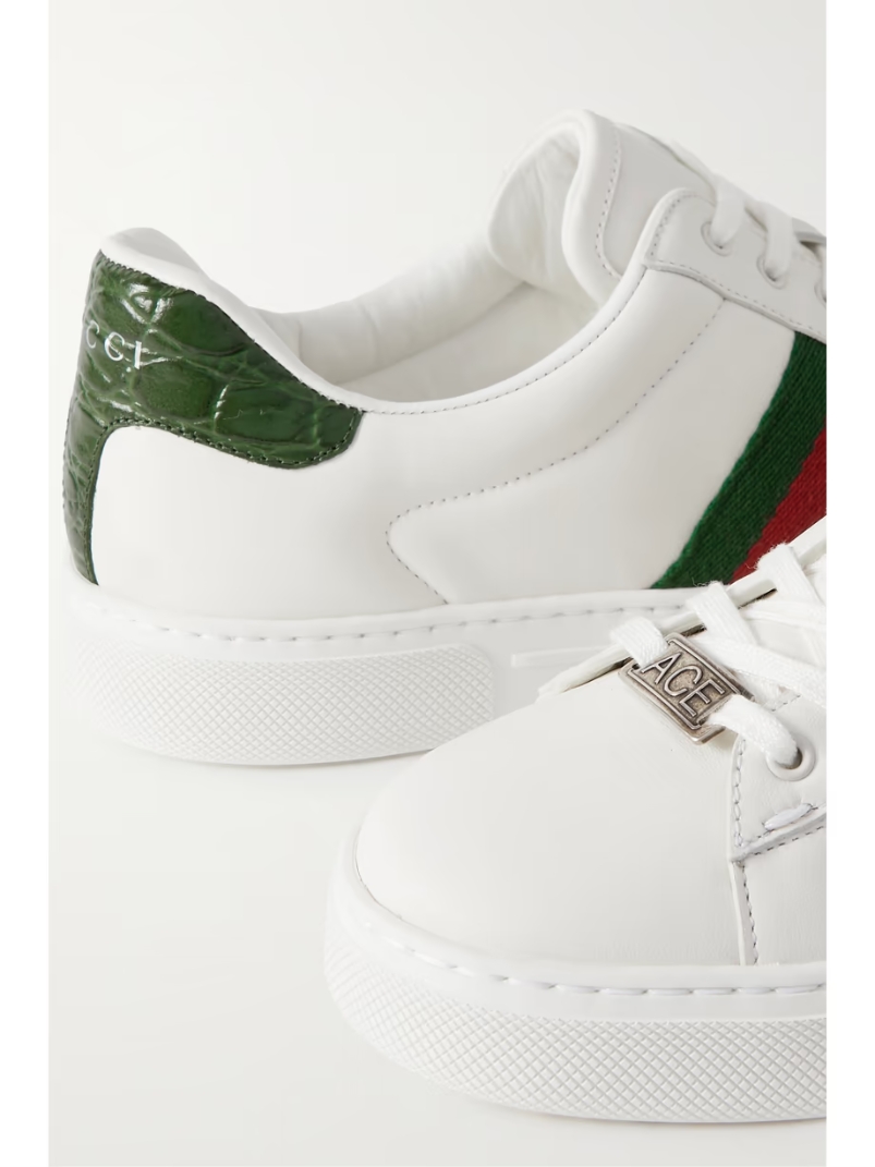 Ace webbing-trimmed leather sneakers