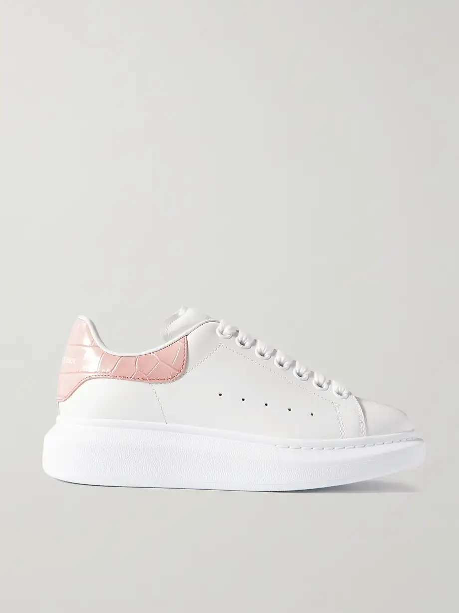 Leather exaggerated-sole sneakers