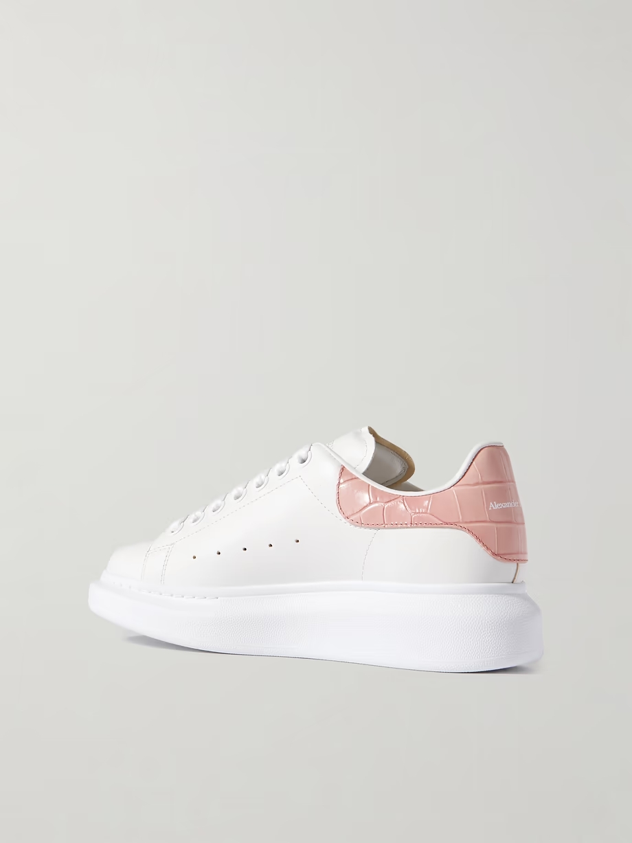 Leather exaggerated-sole sneakers